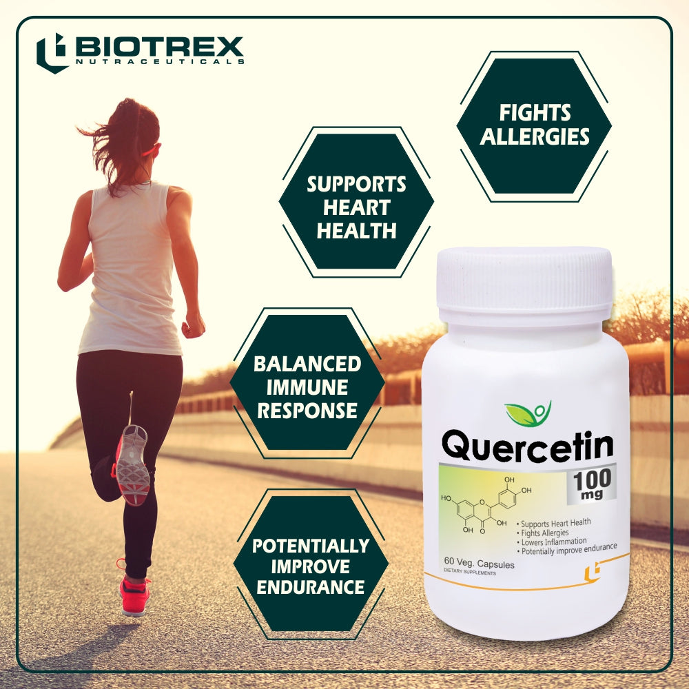 Biotrex Quercetin 100mg - 60 Capsules Cardiovascular Health, Anti-Inflammatory Effects, Anti-Inflammatory Effects & Immune System Support