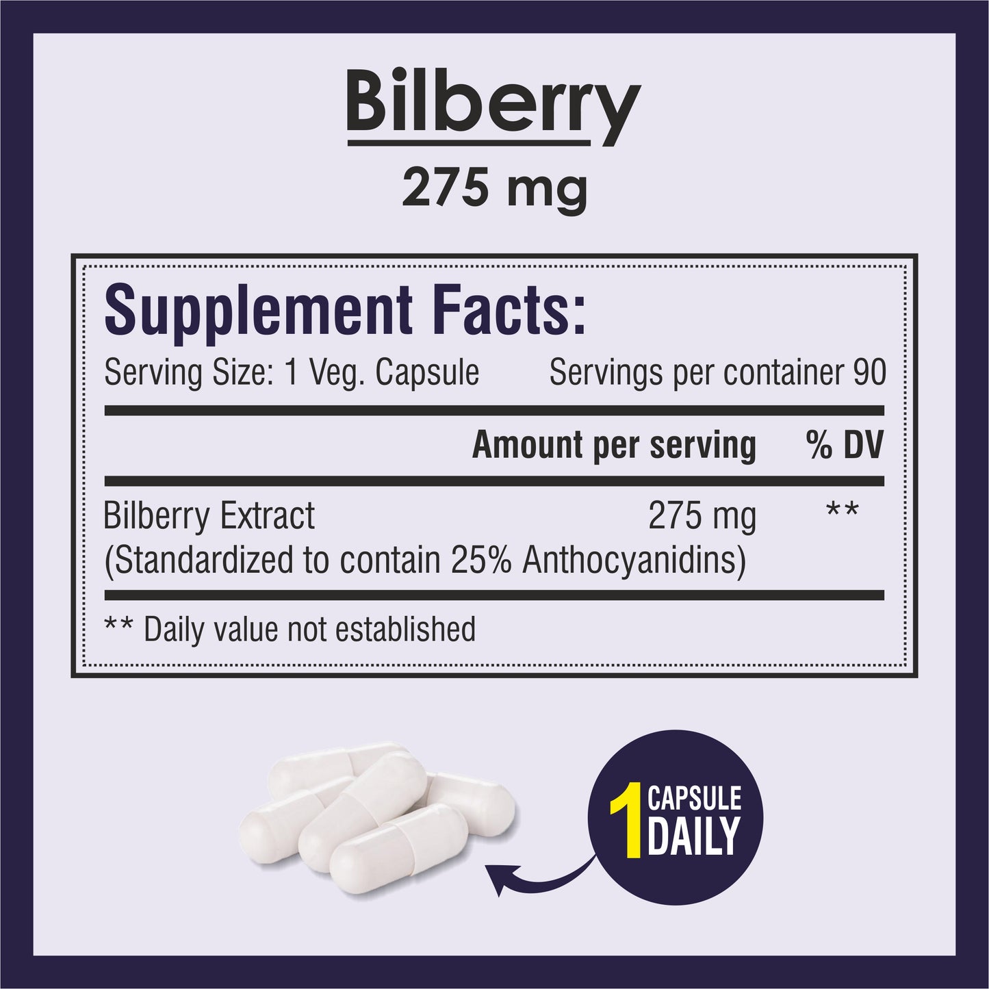 Biotrex Bilberry Extract 275mg 90 Veg Capsules