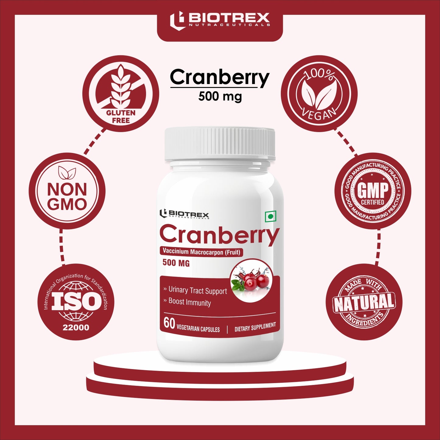 Biotrex Cranberry 500mg - 60 Capsules