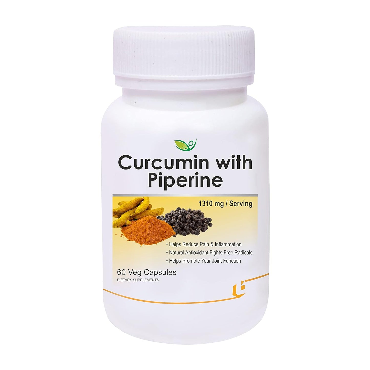 Biotrex Curcumin With Piperine 1310mg Supplement with 95% Curcuminoids, Good For Skin & Joint Pains, Better Absorption, Boost Immunity For Men & Women - 60 Veg Capsules