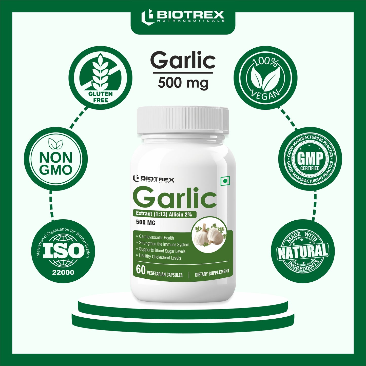 Biotrex Garlic 500mg - 60 Capsules