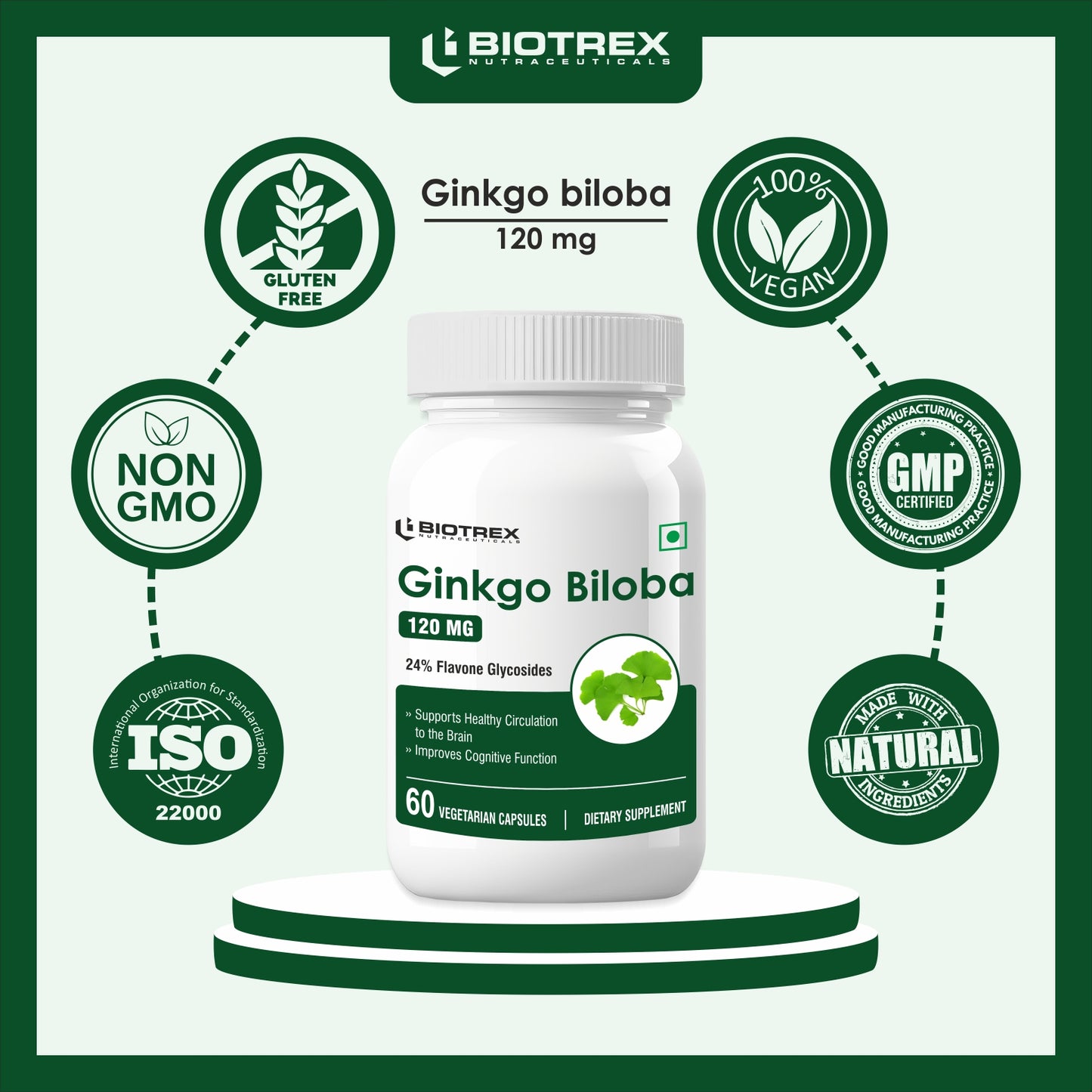 Biotrex Ginkgo biloba 120mg - 60 Capsules