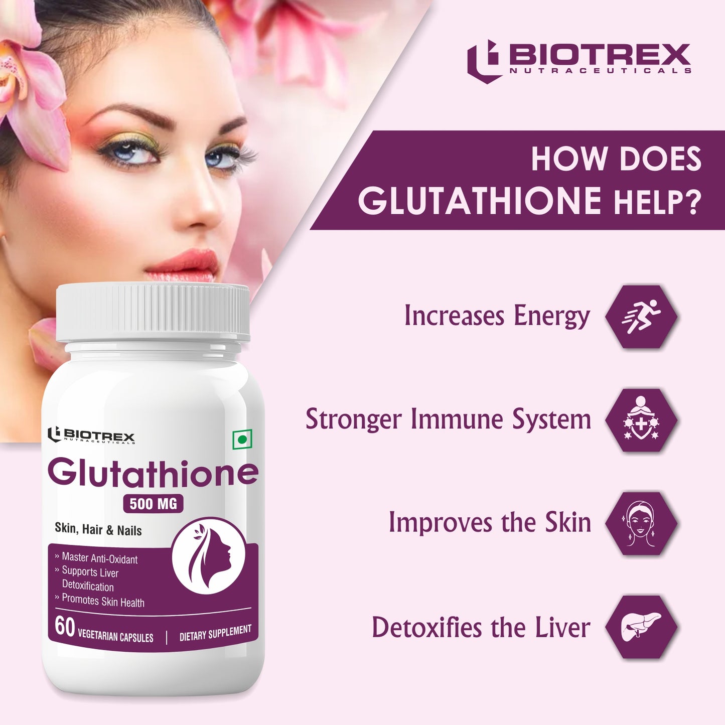 Biotrex Glutathione 500mg - 60 Capsules