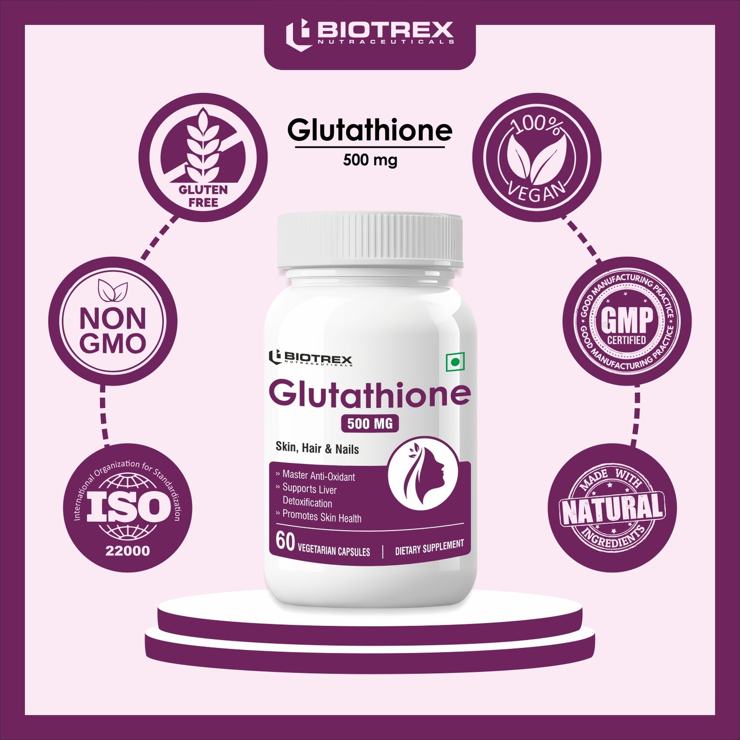 Biotrex Glutathione 500mg - 60 Capsules