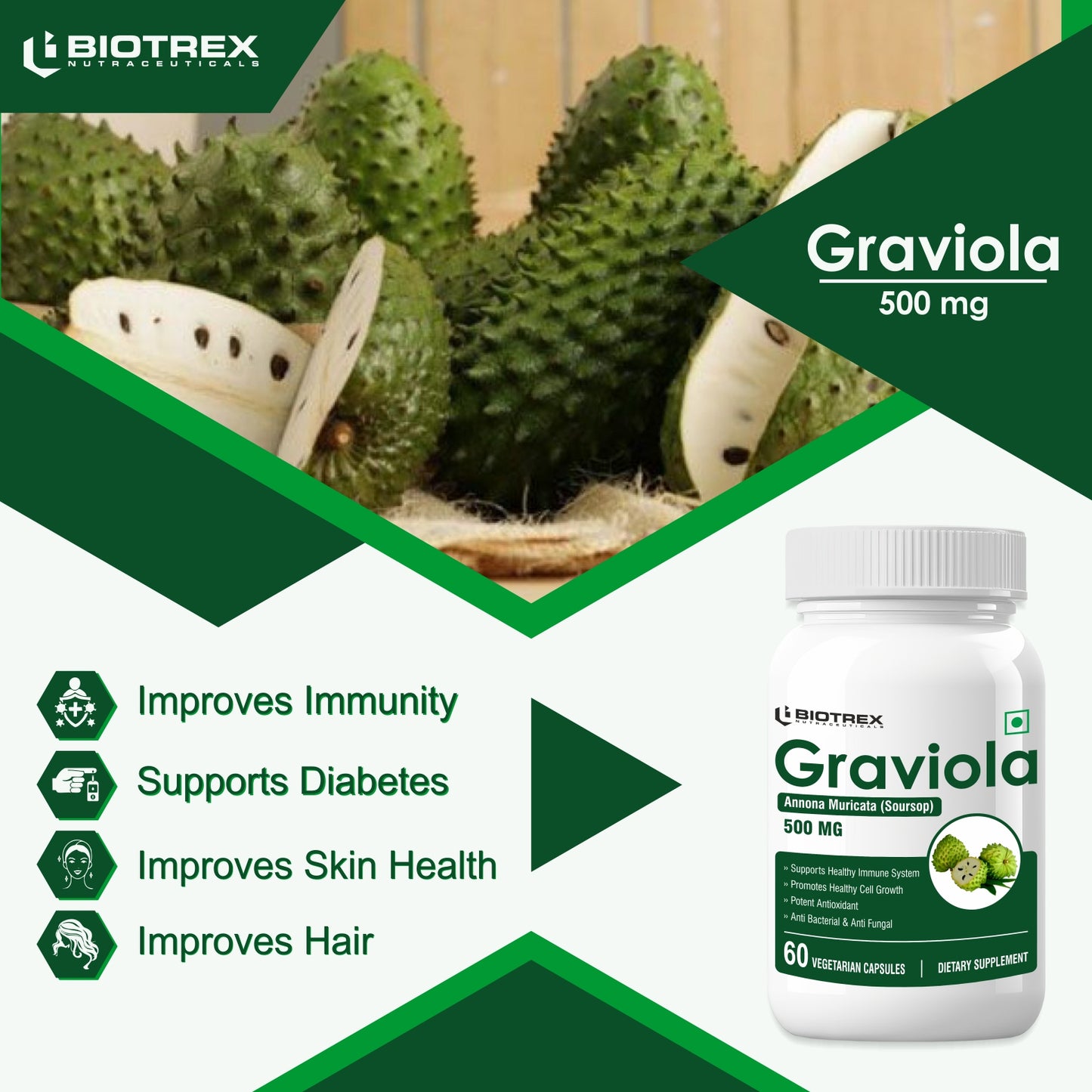 Biotrex Graviola 500mg - 60 Capsules