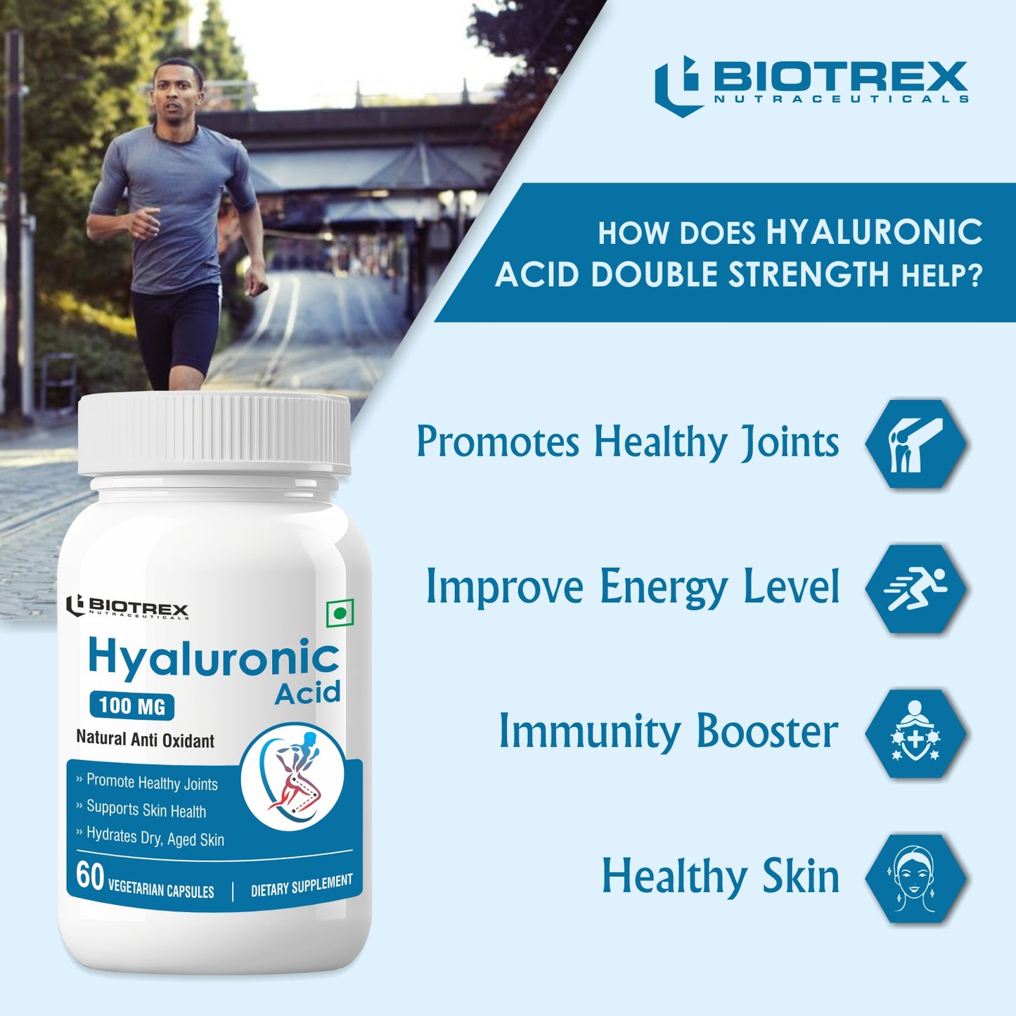 Biotrex Hyaluronic Acid 100mg - 60 Capsules