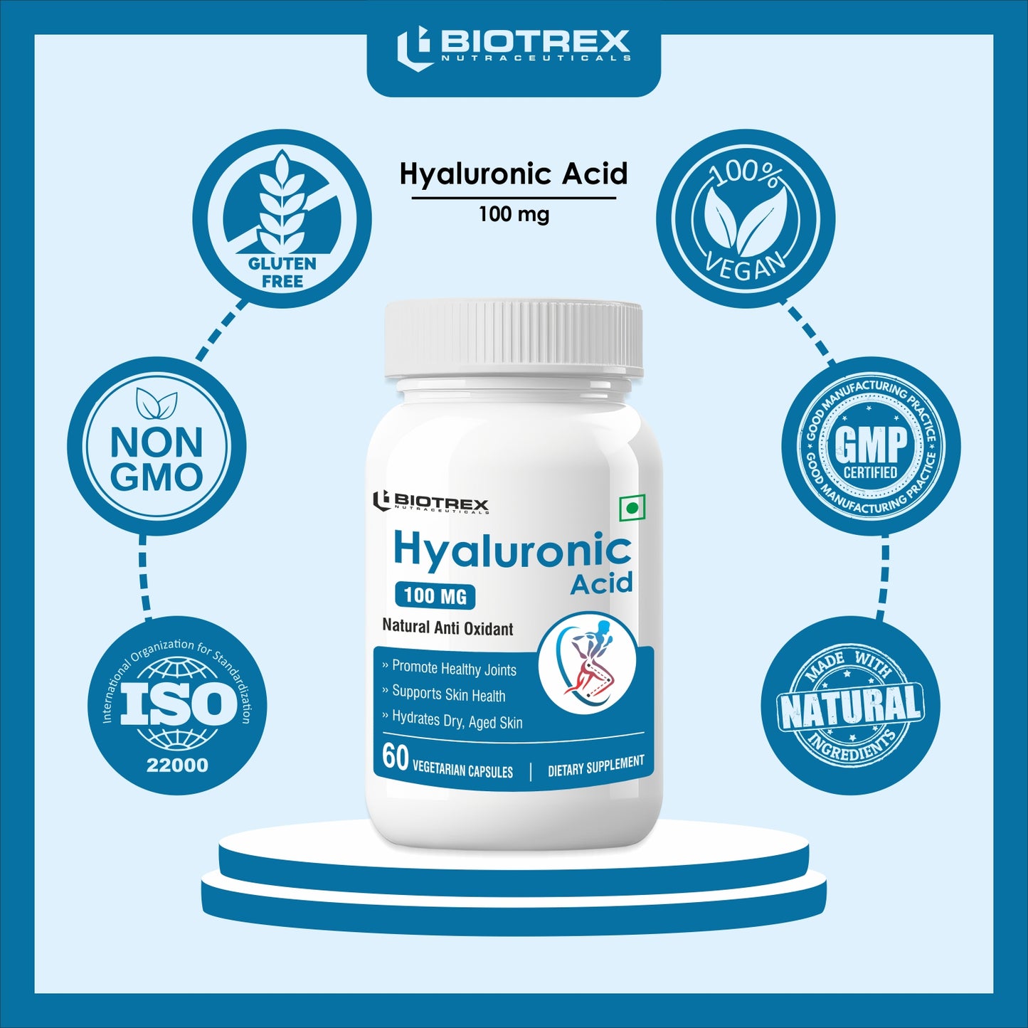 Biotrex Hyaluronic Acid 100mg - 60 Capsules