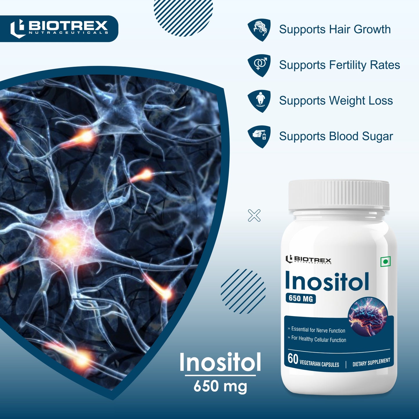 Biotrex Inositol 650mg - 60 Capsules