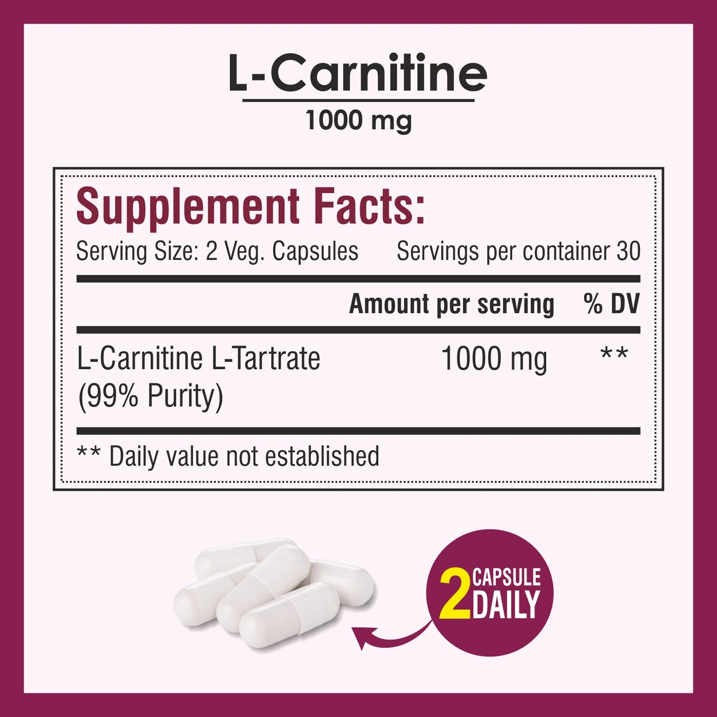 Biotrex L-Carnitine For Supports Muscles Recovery, Fat Burn & Energy 1000 mg | 60 Capsules