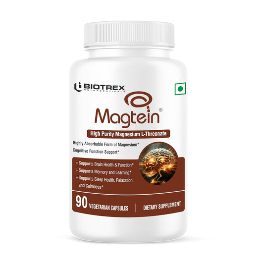 Biotrex Magtein Magnesium L-Threonate Supplement, Highly Bioavailable Form of Magnesium, Supports Sleep Health And Cognitive Function - 90 Veg Capsules