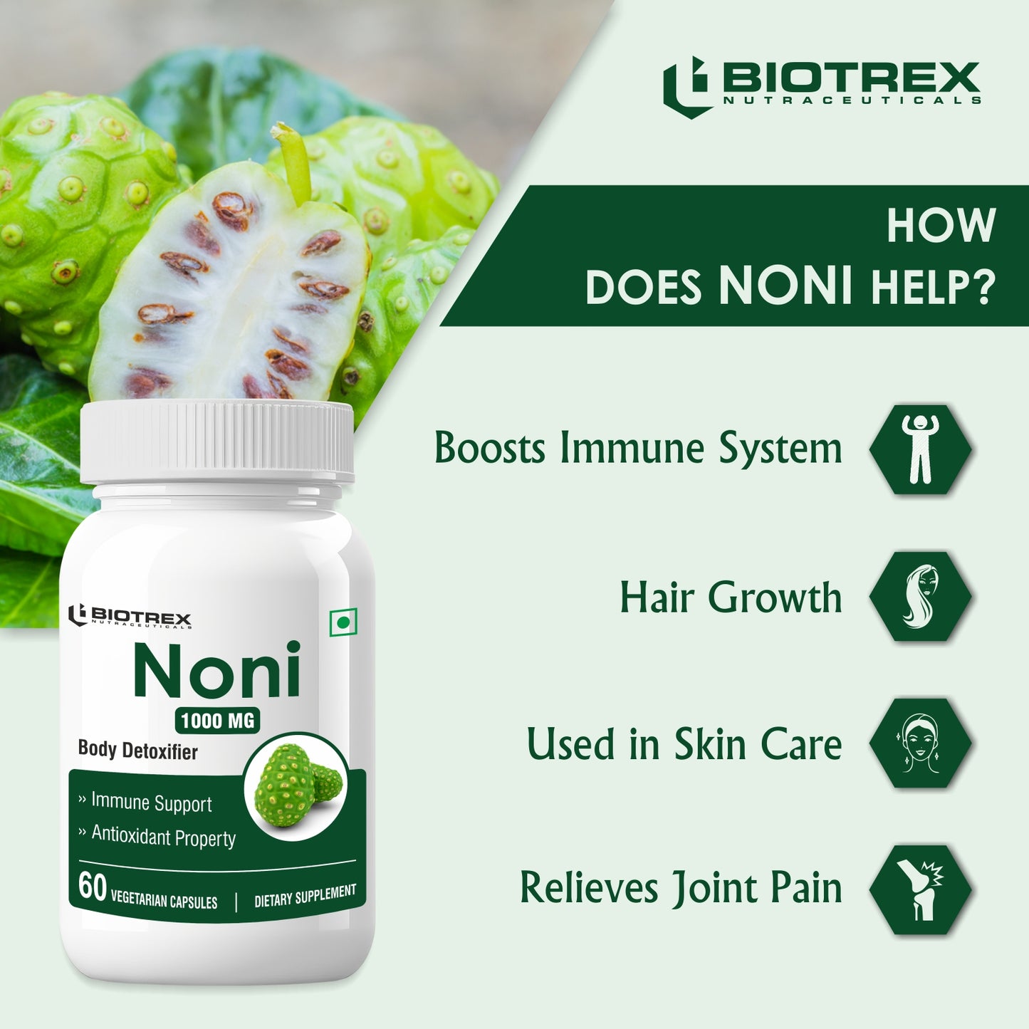 Biotrex Noni 1000mg - 60 Capsules