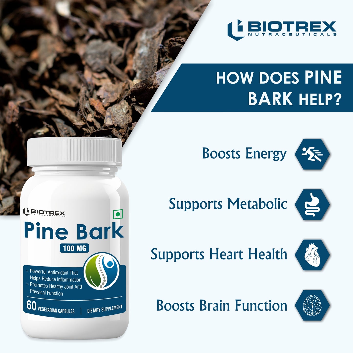 Biotrex Pine Bark 100mg - 60 Capsules