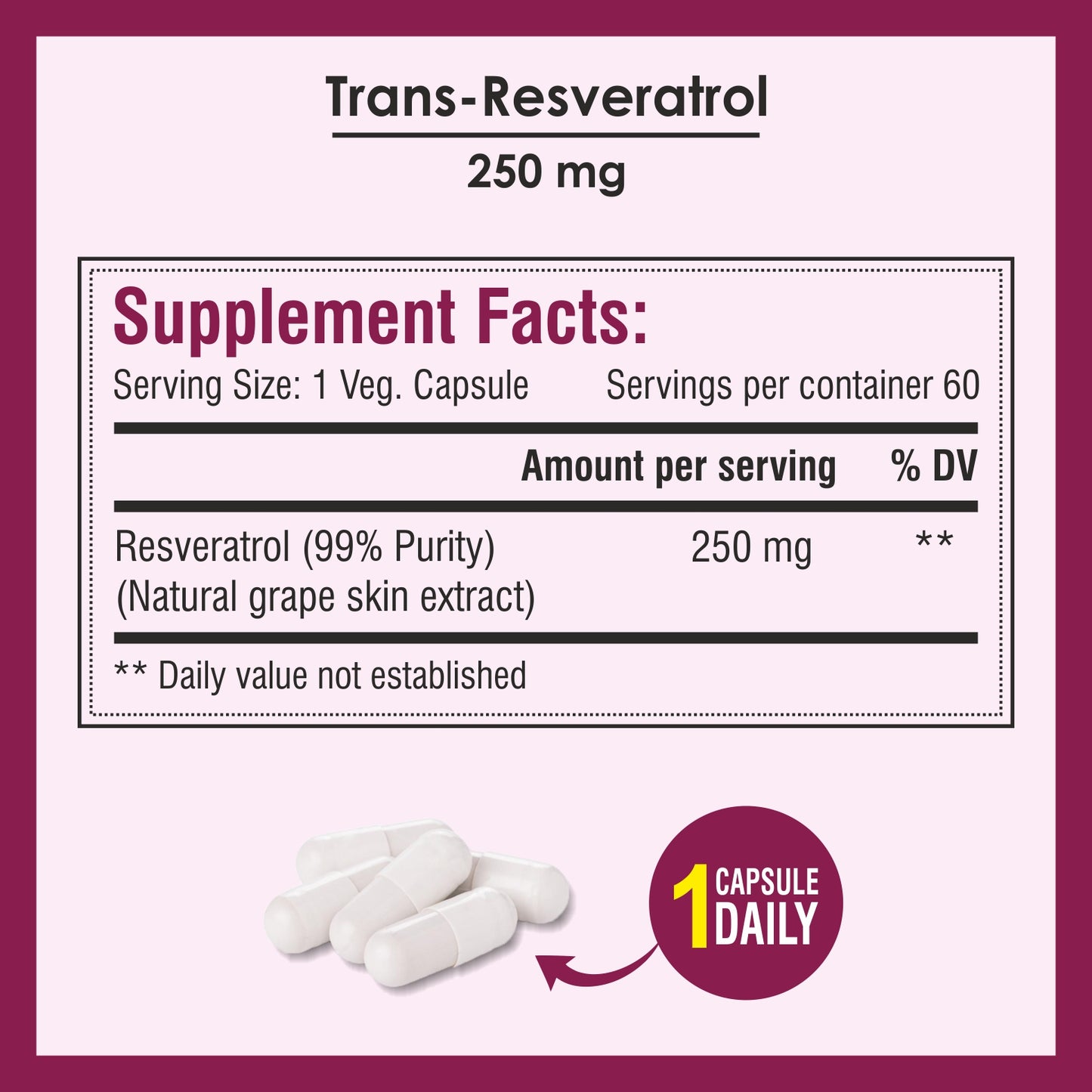 Biotrex Resveratrol 250mg - 60 Capsules