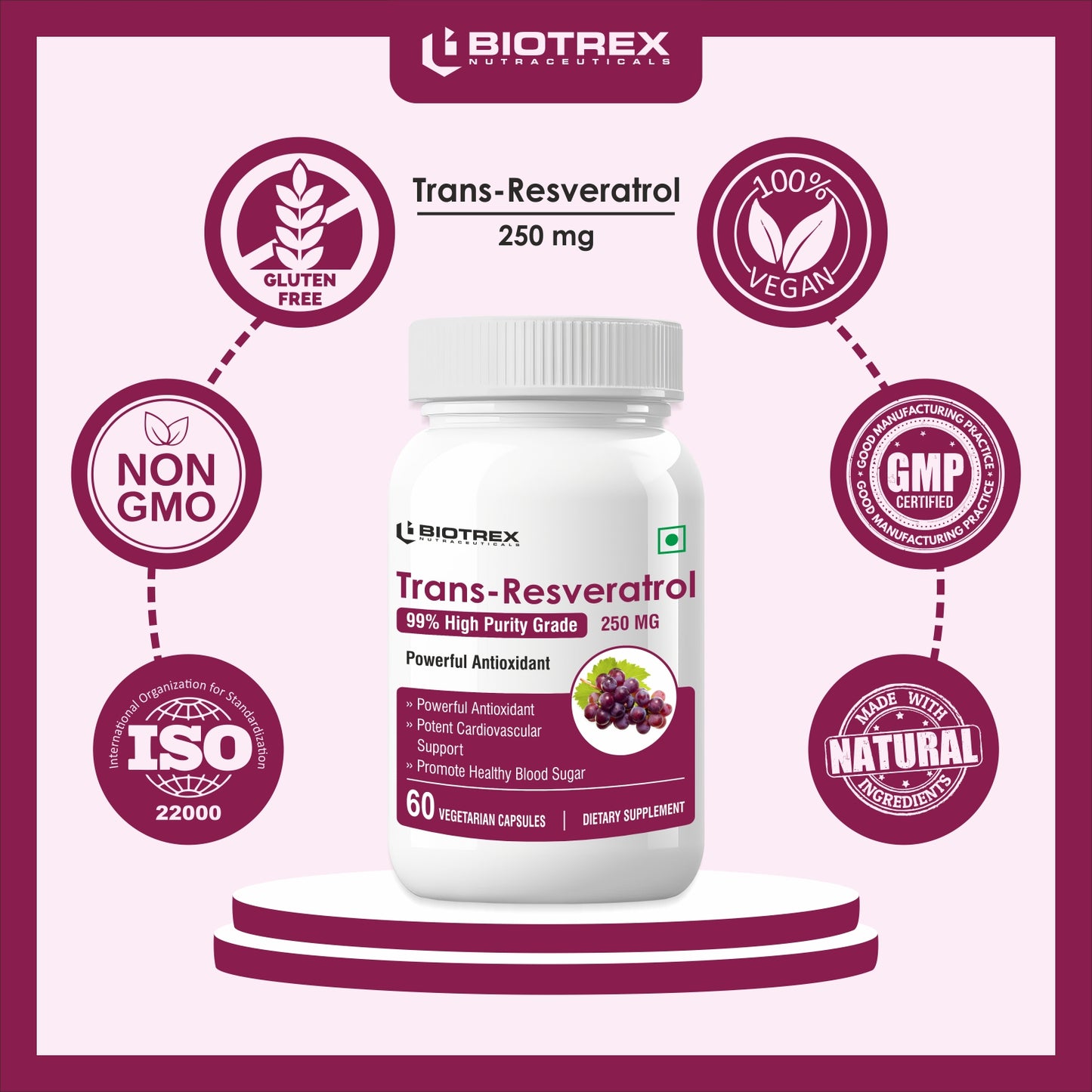 Biotrex Resveratrol 250mg - 60 Capsules