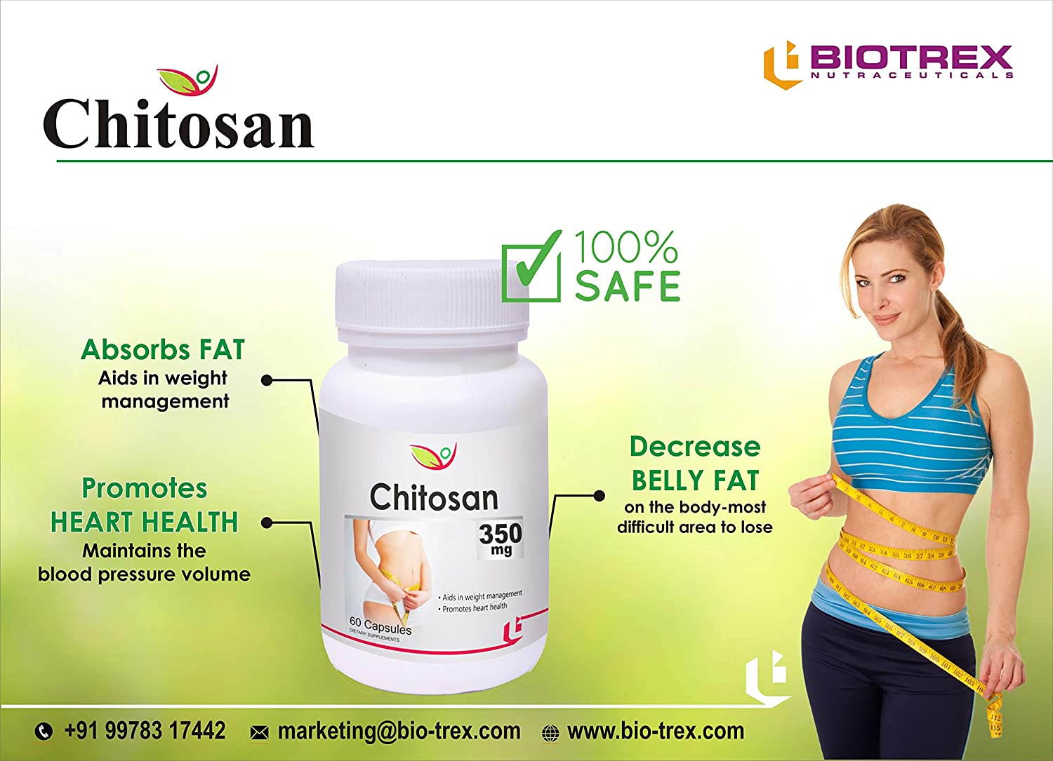 Biotrex Chitosan 350mg 60 Capsules BIOTREX NUTRACEUTICALS